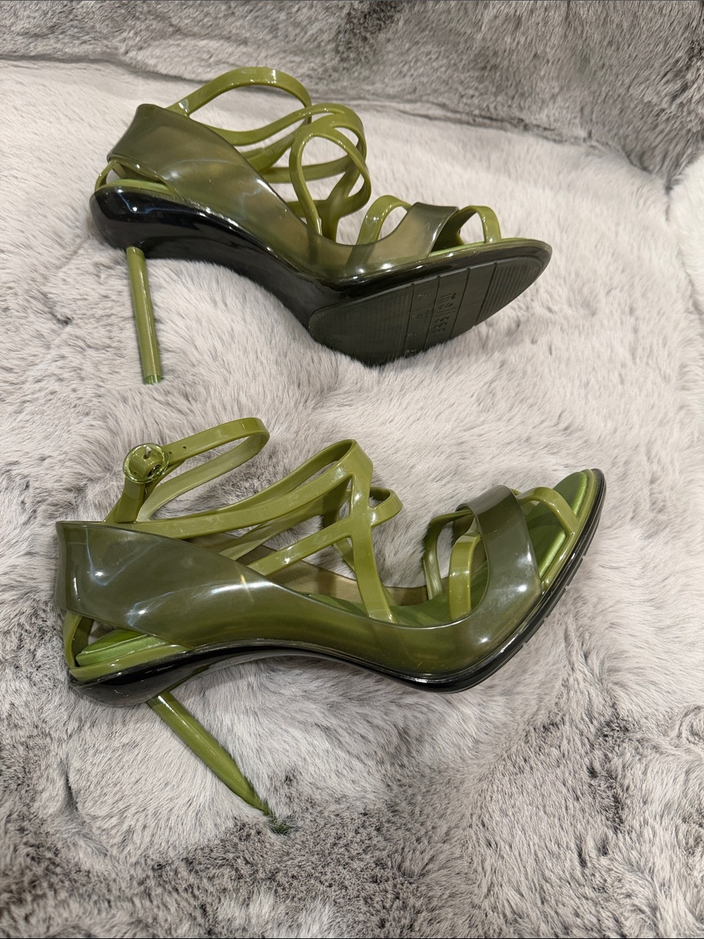 Melissa x Jean Paul Gaultier Punk Love Green Heeled Sandals Size 7 - Picture 6 of 12
